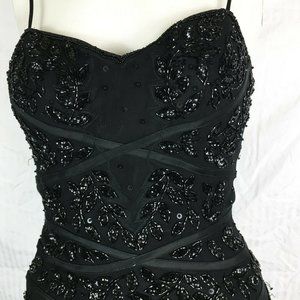 Cache GLAMOUR Cascading Bead Red Carpet Dress